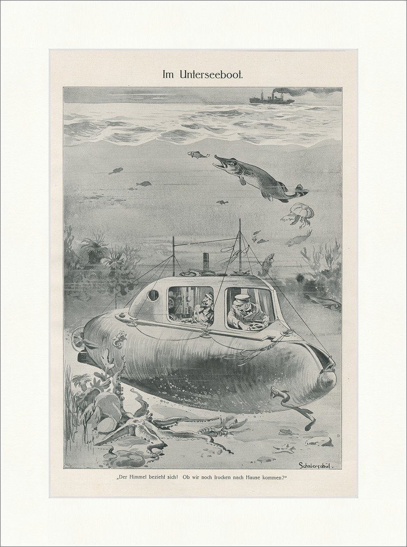 Kunstdruck Der Himmel bezieht sich Schaberschul Motor Unterseeboot Aal F_Vintage