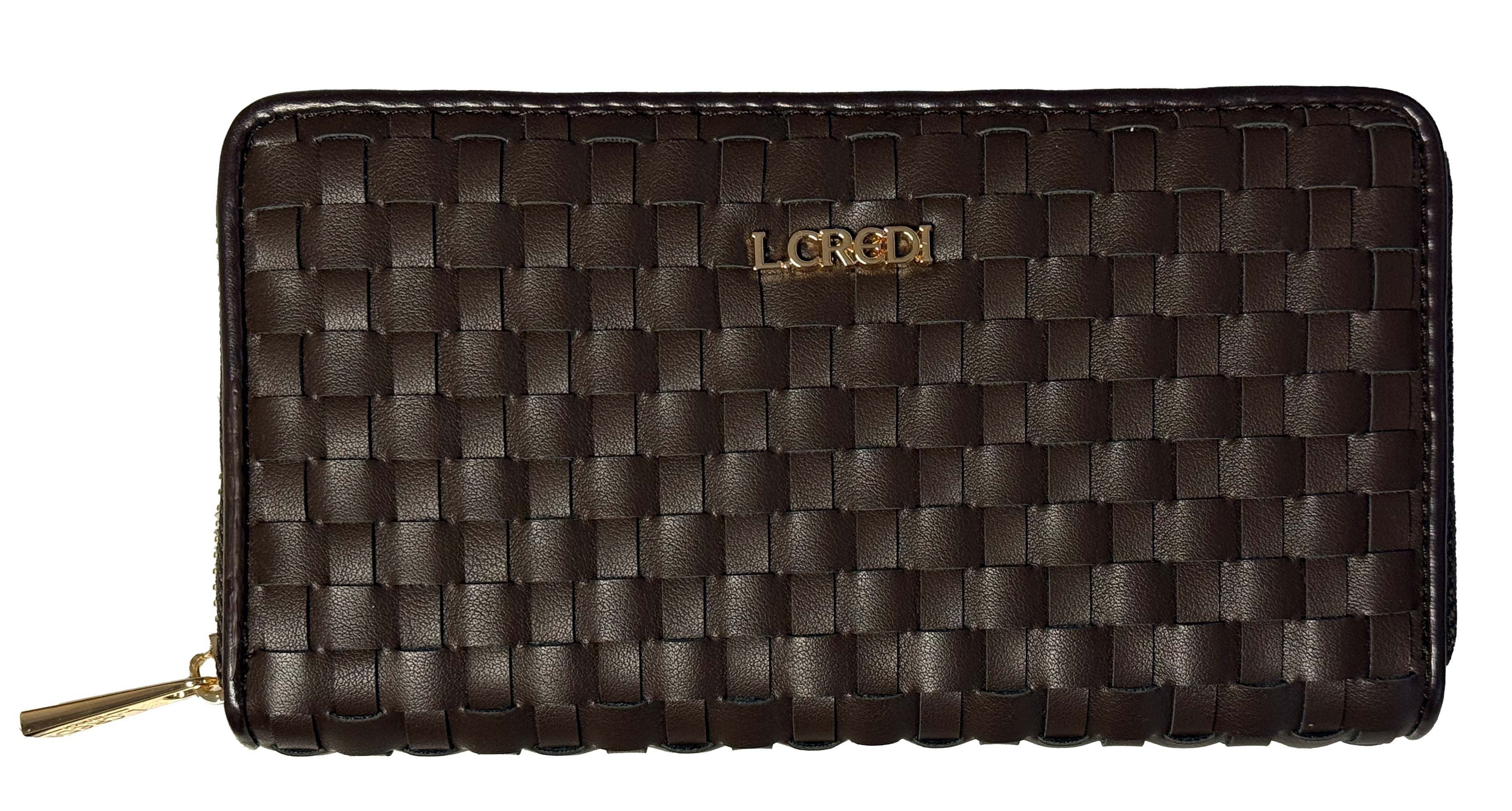 L. CREDI Geldbörse L.CREDI-Damen-Börse-RFID-RADKA Ziparound (1-tlg), Flechtmuster