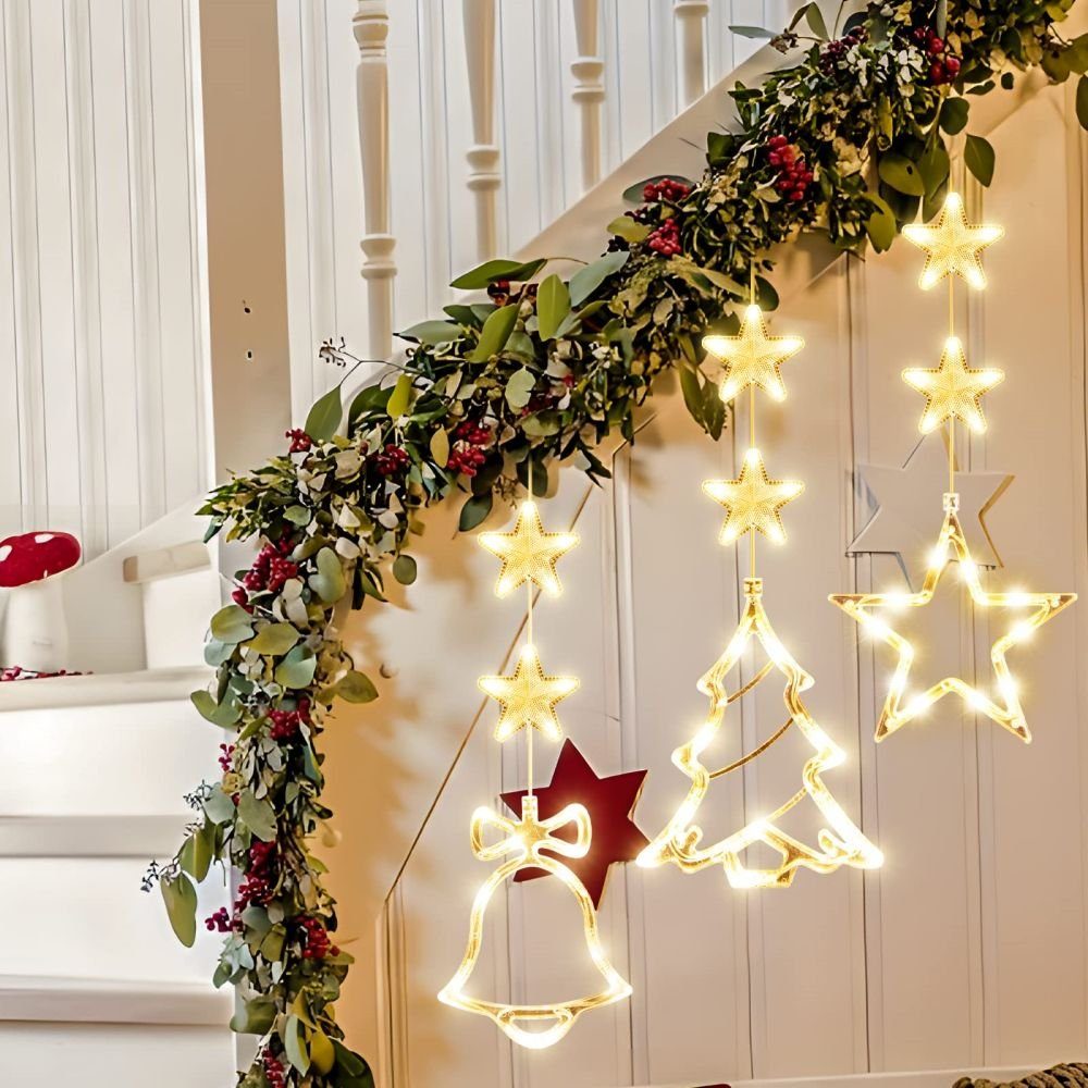 JOYOLEDER Fensterleuchter Weihnachtsbeleuchtung Hängende Weihnachtsdeko Lichterkette