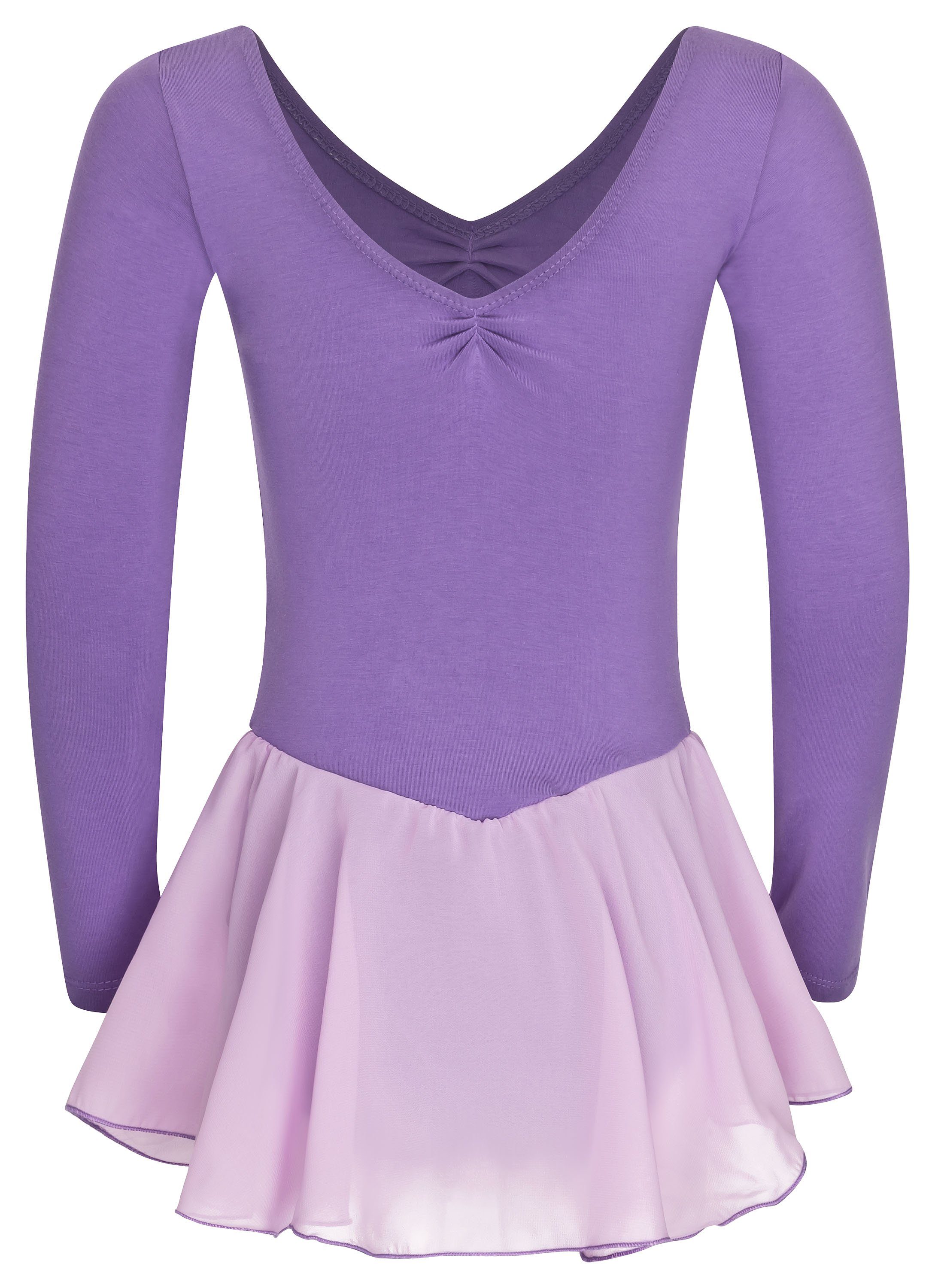 tanzmuster Chiffonkleid Ballettkleid Anna mit Glitzersteinen Mädchen Ballettbody mit Chiffon Röckchen