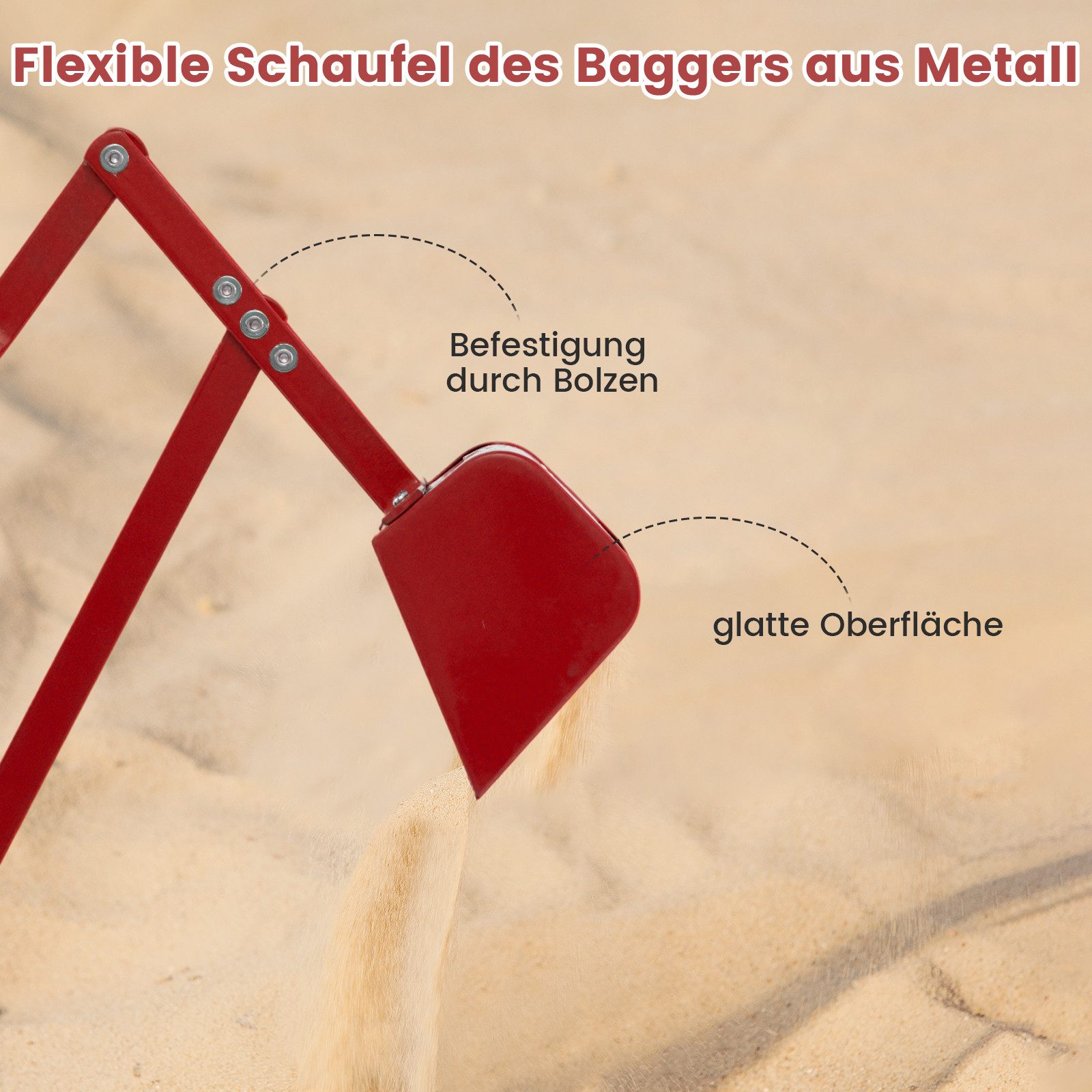 COSTWAY Spielzeug-Aufsitzbagger, 360° drehbar, Sitzbagger, mit Schaufel