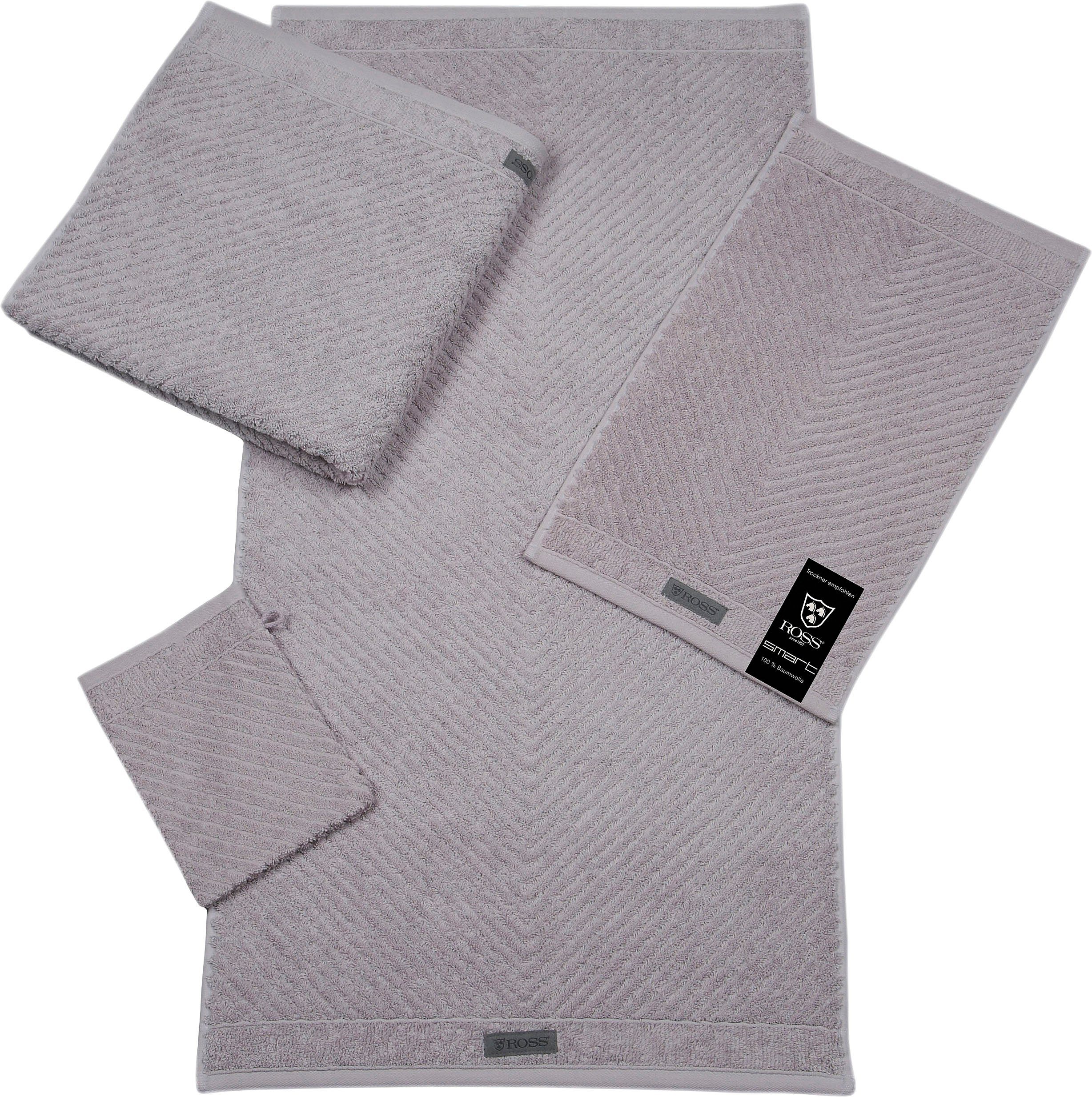 ROSS Handtuch Smart, Frottier (2-St), Uni-Rippe mit Velourslabel stein | Alle Handtücher