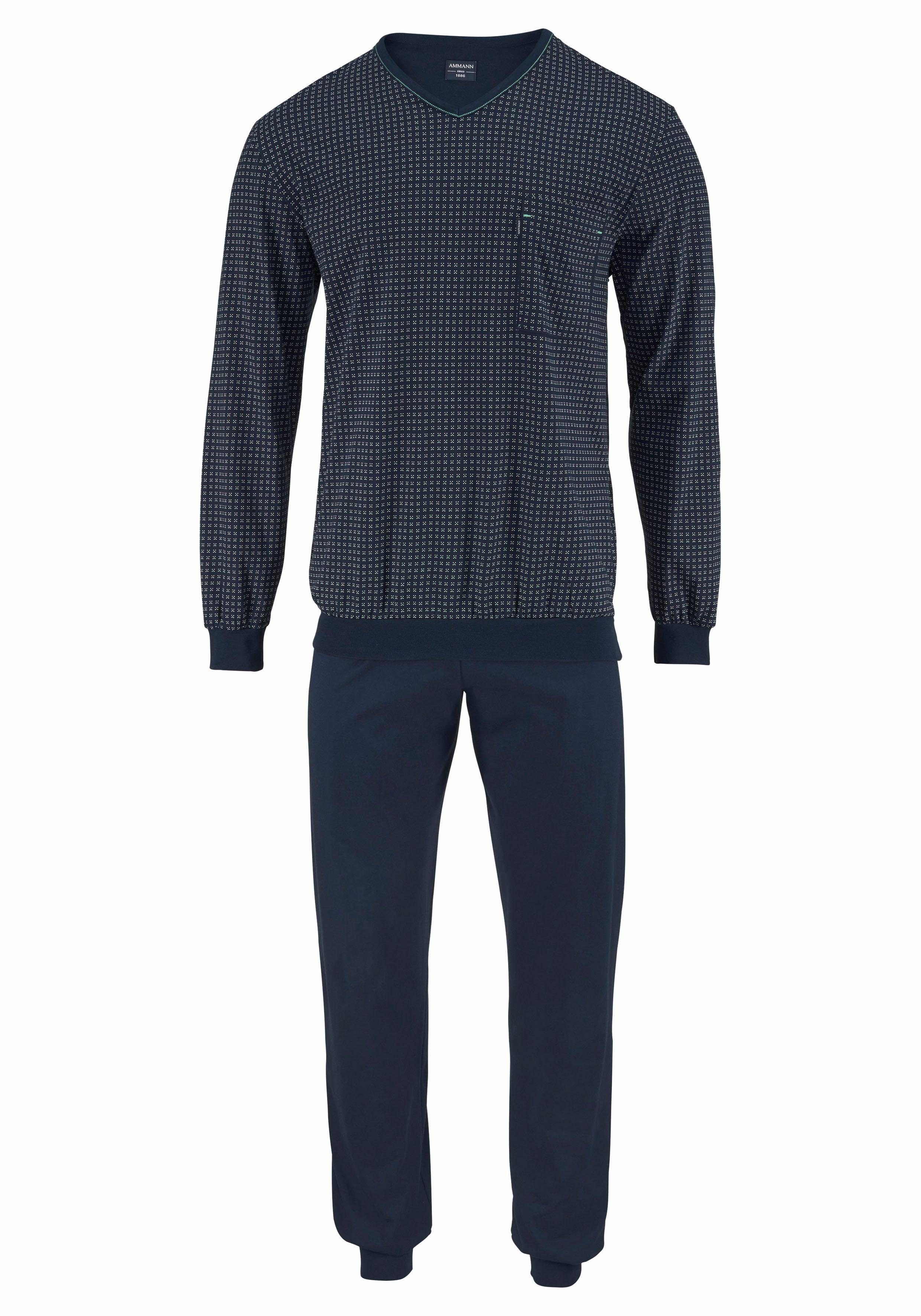 Ammann Pyjama mit Allover-Druck, Oberteil mit V-Ausschnitt und Brusttasche  online kaufen | OTTO