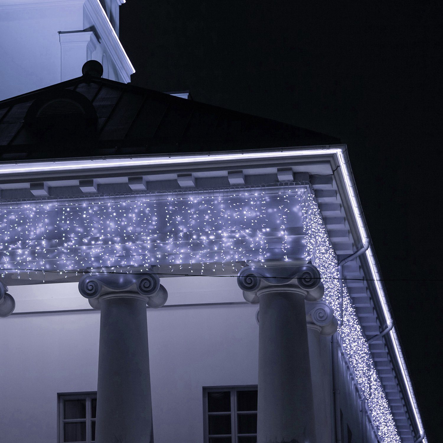 Salcar Lichterkette Außen und Weihnachten LED-Lichtervorhang Kaltweiß, Memory-Funktion, 8 Modi 10m Wasserdicht, Lichtervorhang LED Eisregen