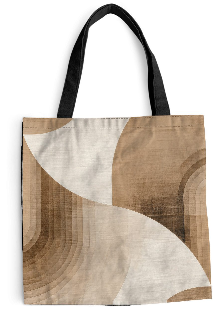 MuchoWow Shopper Retro - Geometrische Schichten - Erdtöne, Handtasche, Damen und Herren, Schultertasche, Umhängetasche, Tote Bag