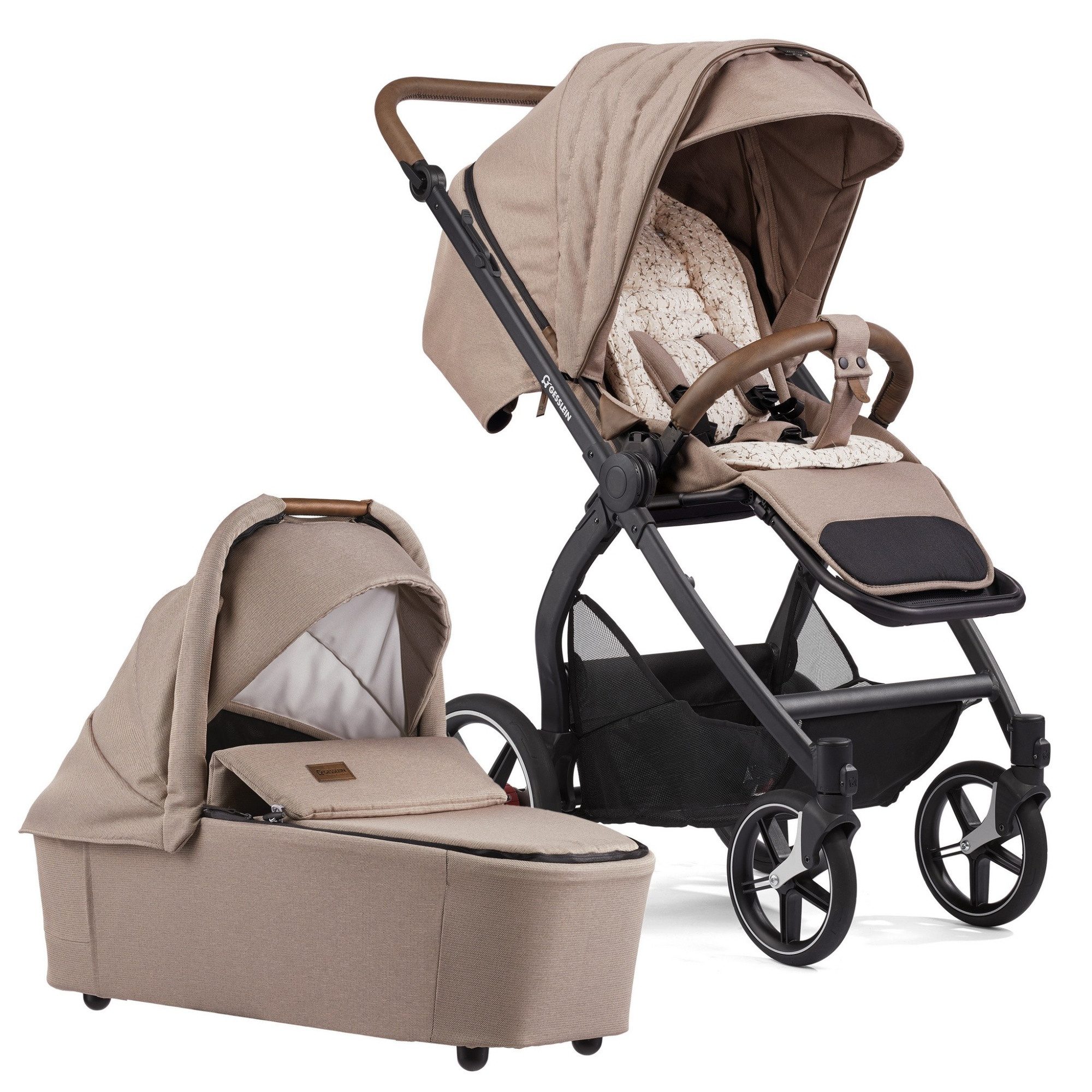 Gesslein Kombi-Kinderwagen Gesslein FX4 Swing 2in1 Kinderwagen-Set inkl. Babywanne Panorama Lyx