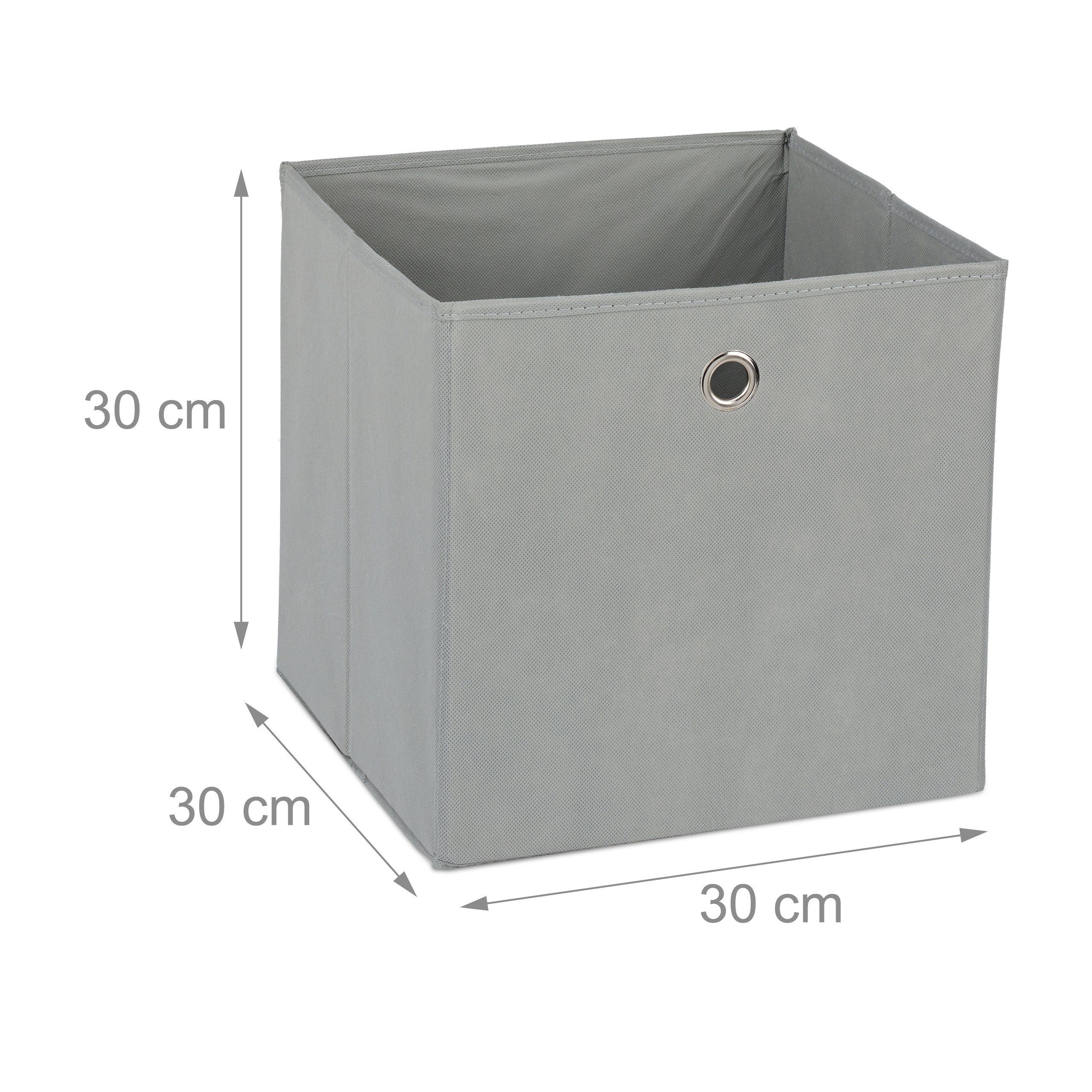 relaxdays Aufbewahrungsbox 4 x Aufbewahrungsbox Stoff grau (4 St) – Bild 4 von 5