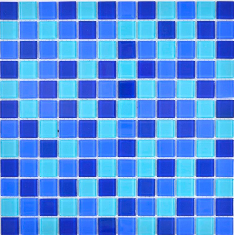 Mosani Mosaikfliesen Glasmosaik Crystal Mosaikfliesen mix blau glänzend / 10 Matten