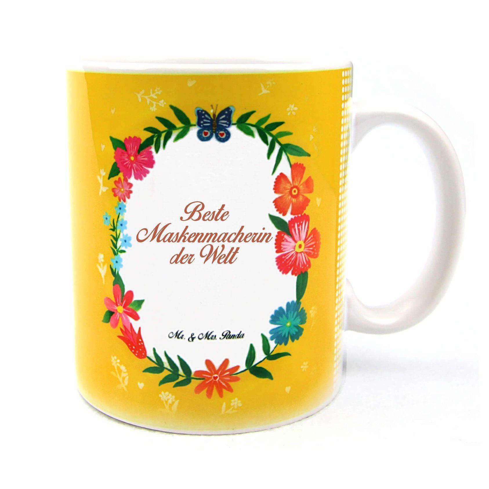 Mr. & Mrs. Panda Tasse Maskenmacherin - Geschenk, Ausbildung, Gratulation, Becher, Studium, Keramik