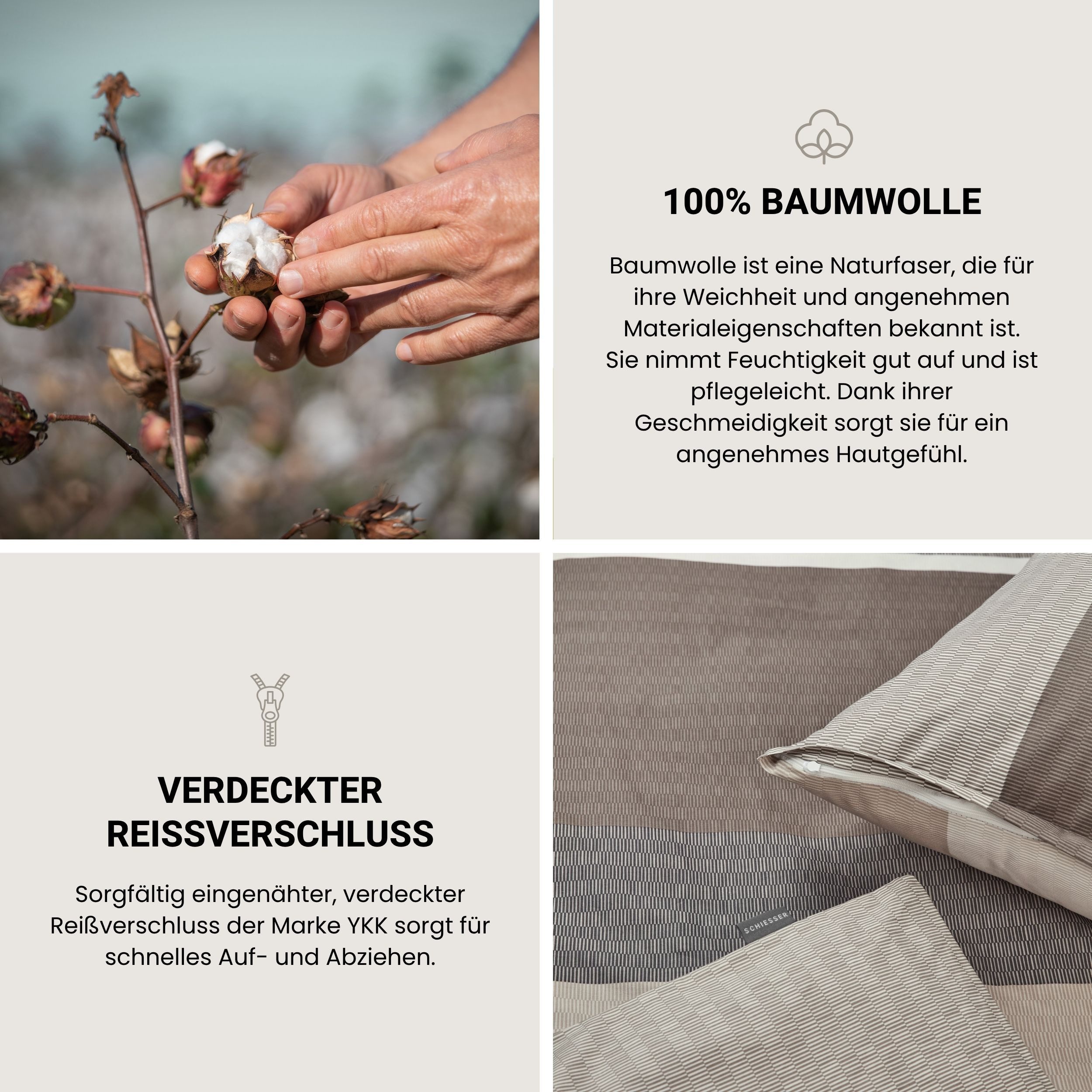 Schiesser Bettwäsche Endy Stripes aus weicher Baumwolle mit großen und kleinen Streifen, Renforcé, 2 teilig, OEKO-TEX® MADE IN GREEN – Bild 3 von 5