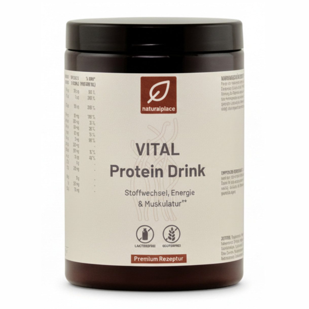 naturalplace® VITAL Protein Drink - aus Erbsen-, Hanf- & Favabohnenproteinen Pulver, 400 g, Zuckerfreies und Veganes Trinkpulver - ergänzt mit Vitalpilz Hericium