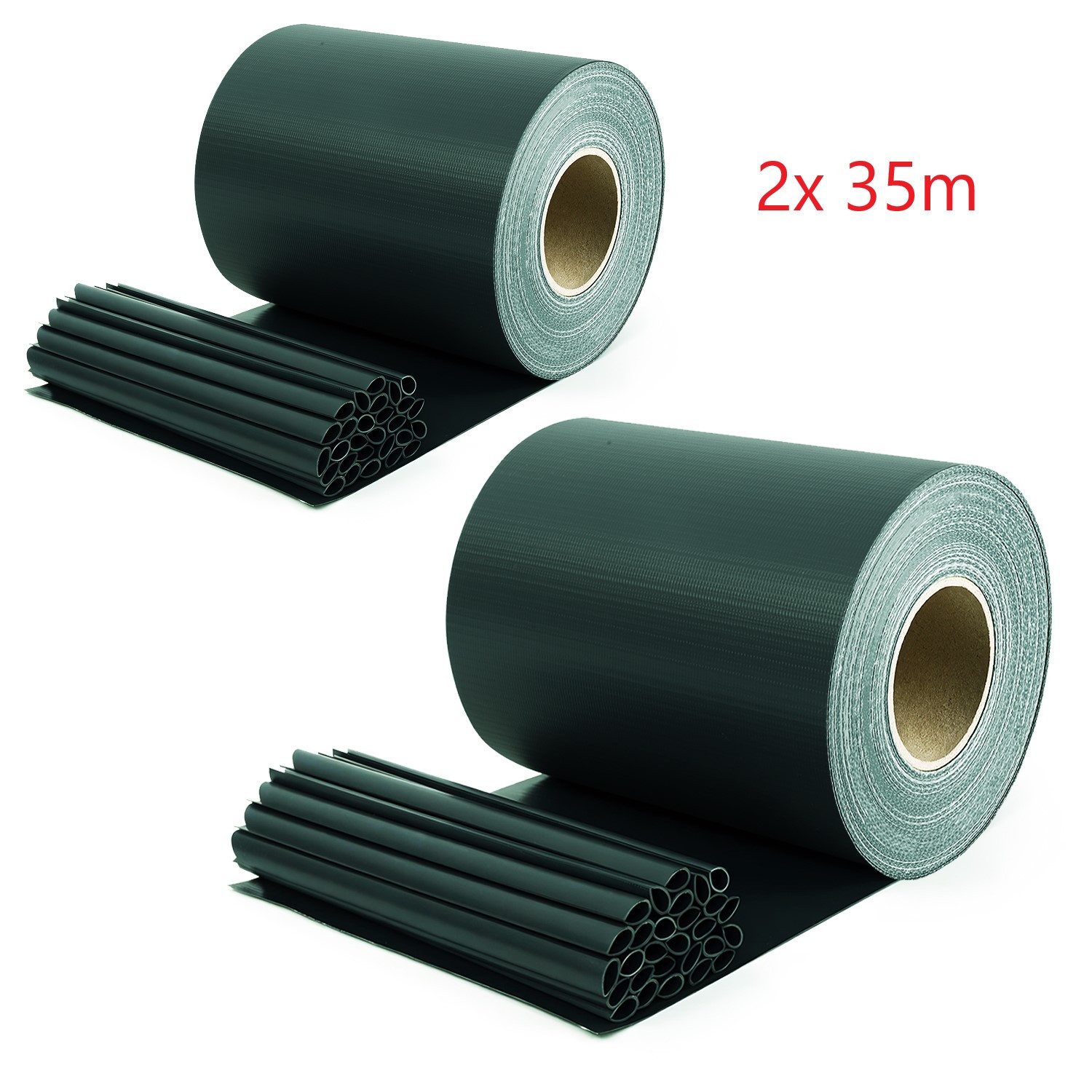 Sekey Sichtschutzstreifen PVC Sichtschutzstreifen blickdicht Sichtschutz Rolle 35/50m x 19cm, Nur 0,6 € pro Meter für Doppelstabmatten Zaun, inkl. Clips