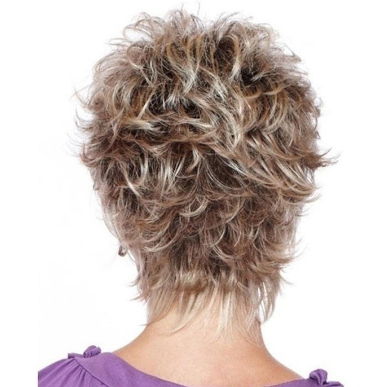 LuxusKollektion Kunsthaarperücke Perücken Damen Pixie Vollhaar Synthetisch Cosplay Braun-Grau-Mischung