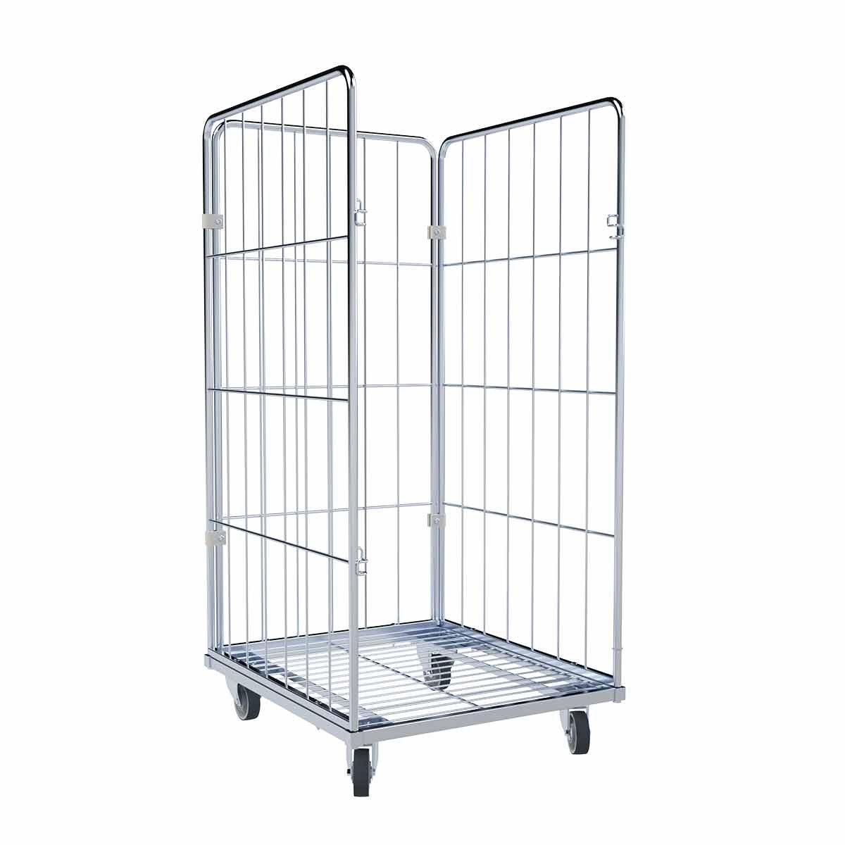 OSWALD Transportgeräte Transportwagen Wäschewagen Stahlboden, 3-seitig, 720 x 810 x 1.700 mm, 400 kg, (RW18109), Rollplatte aus Metall, Nutzhöhe 1.550 mm, Stabile Ausführung