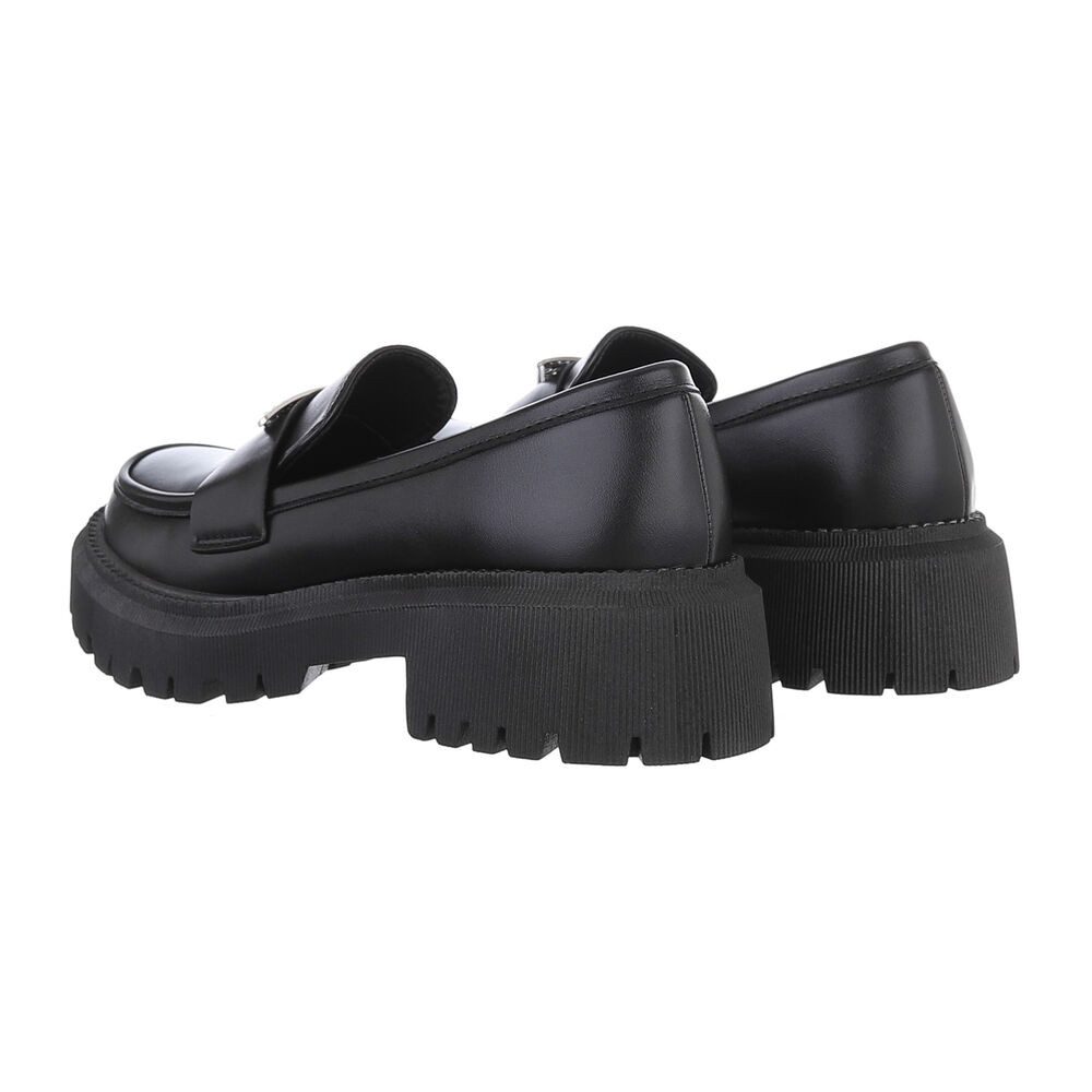 Ital-Design Damen Mokassins Freizeit Slipper (86188107) Blockabsatz Mokassins in Schwarz