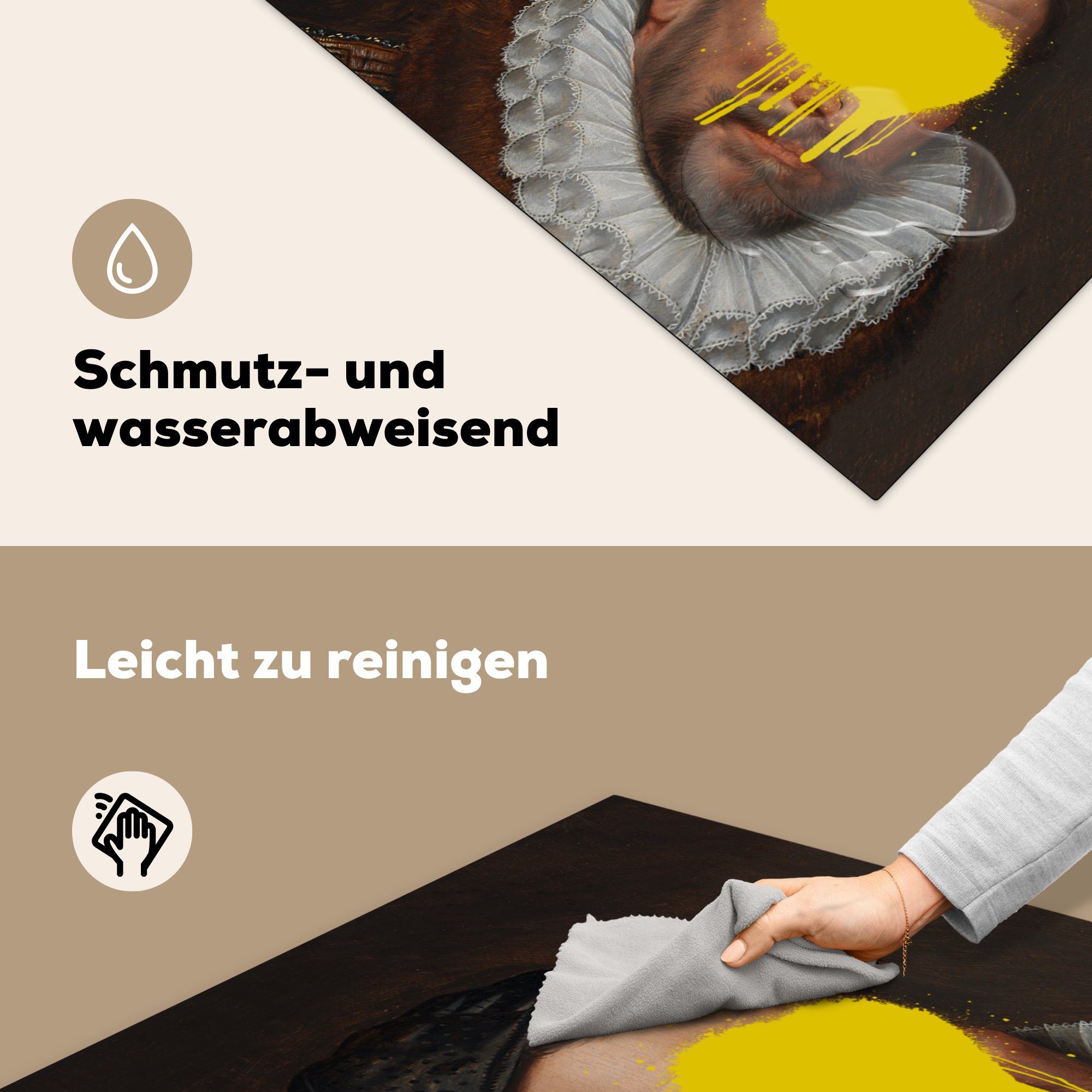 cm, Kunst tlg), Oranien MuchoWow von 78x78 für - Wilhelm Vinyl, Arbeitsplatte Herdblende-/Abdeckplatte (1 - Gemälde, Ceranfeldabdeckung, küche
