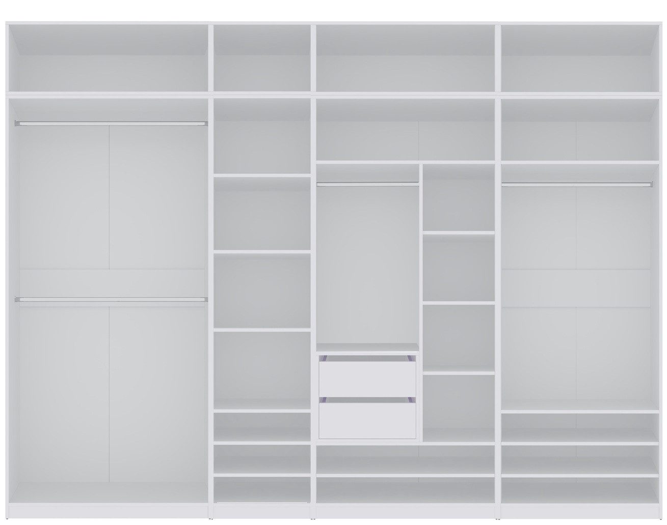 Schrank-Set TRES SET B/NB offener Garderobenschrank begehbarer Kleiderschrank