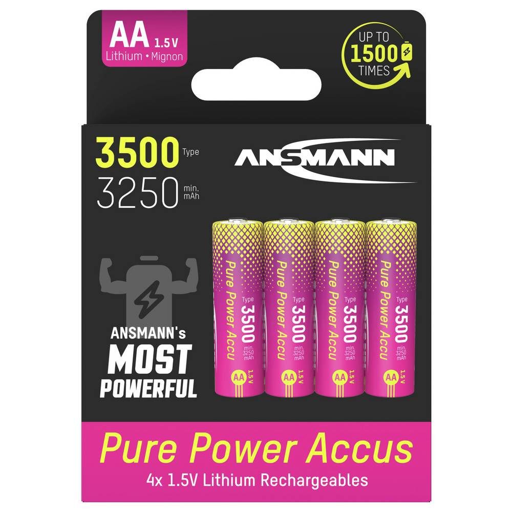 ANSMANN AG Li-Ion Akku Mignon AA Typ 3500 (min. 3200 mAh) Akku-Set Li-Ion 3250 Akku