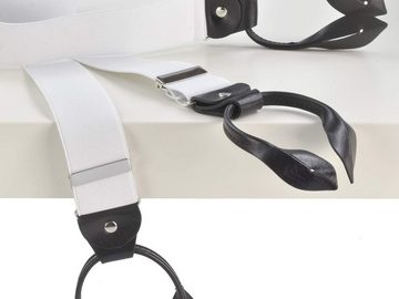 LLOYD Men’s Belts Hosenträger Casuals Holländer, mit Hosenclips, 35mm Bandbreite, weiß, schwarze Lederparts