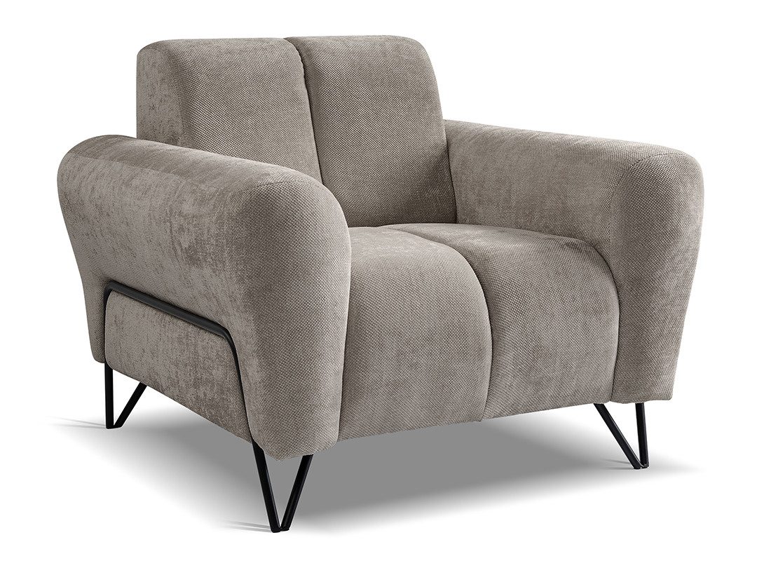 Beautysofa Sessel mit Metallbeine in schwarzer VOLARE (modernes Design, Rüc günstig online kaufen