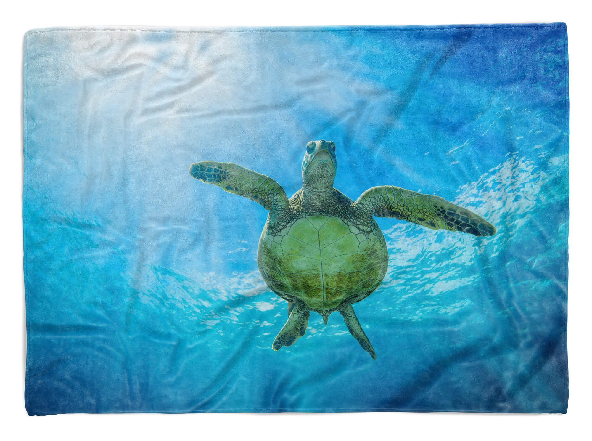 Sinus Art Handtücher Handtuch Strandhandtuch Saunatuch Kuscheldecke mit Tiermotiv Seeschildkröte unt, Baumwolle-Polyester-Mix (1-St), Handtuch