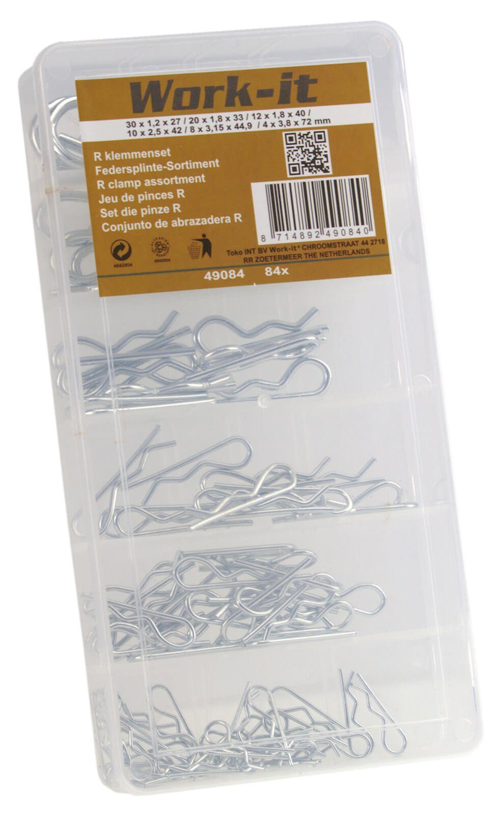 Work-it Federsplint Federsplint Sortiment 84 teilig Federstecker Splinte Set