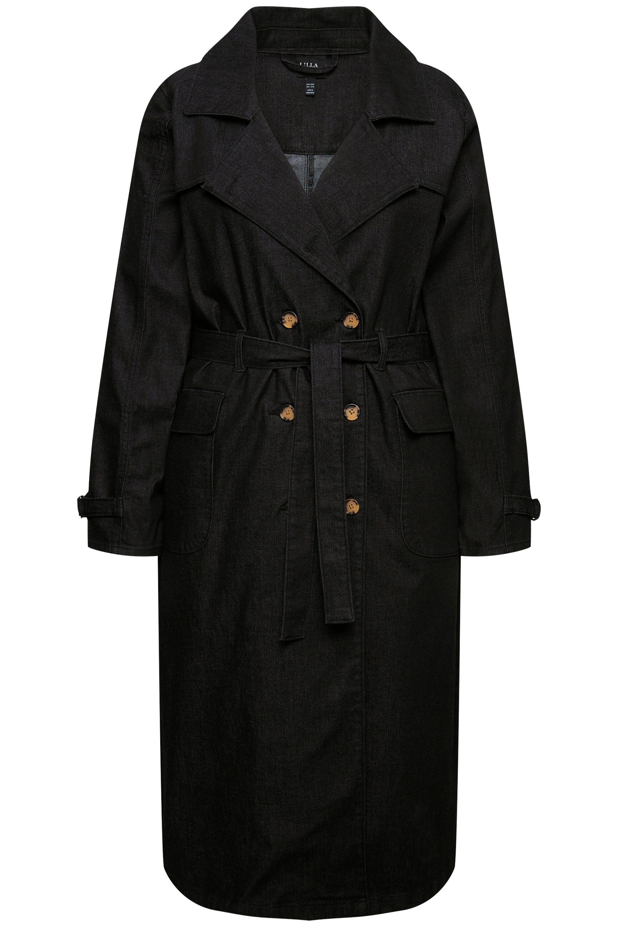 Ulla Popken Jeansjacke Jeans-Trenchcoat Reverskragen Vintage doppelreihig günstig online kaufen