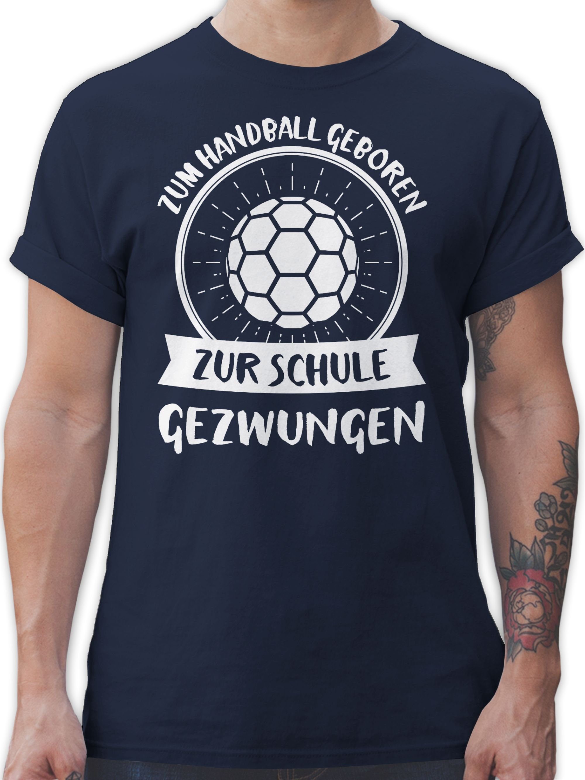 Shirtracer T-Shirt Zum Handball geboren zur Schule gezwungen Handball WM 2023 Trikot Ersatz 2 Navy Blau