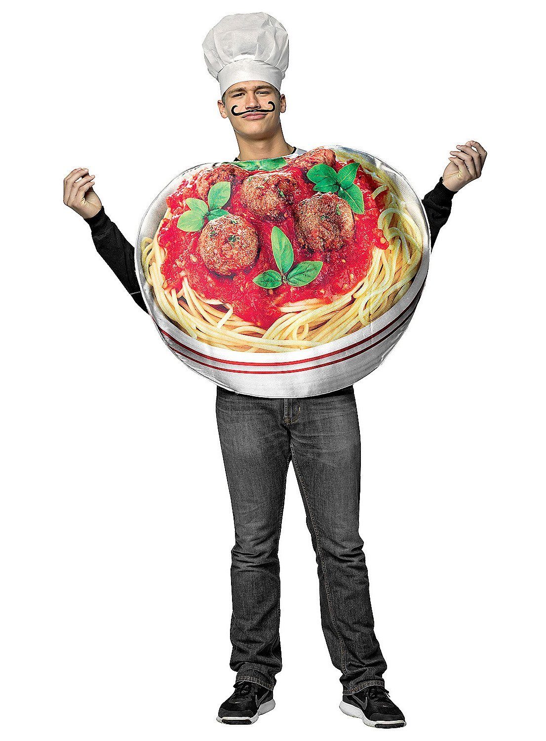 Rast Imposta Lebensmittel-Kostüm Nudeln mit Fleischbällchen Kostüm, Witzige und schnelle Verkleidung, perfekt für Paarkostüme, Junggesel