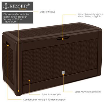 KESSER Aufbewahrungsbox, Auflagenbox Kissenbox 310 Liter mit Rollen klappbarer Deckel