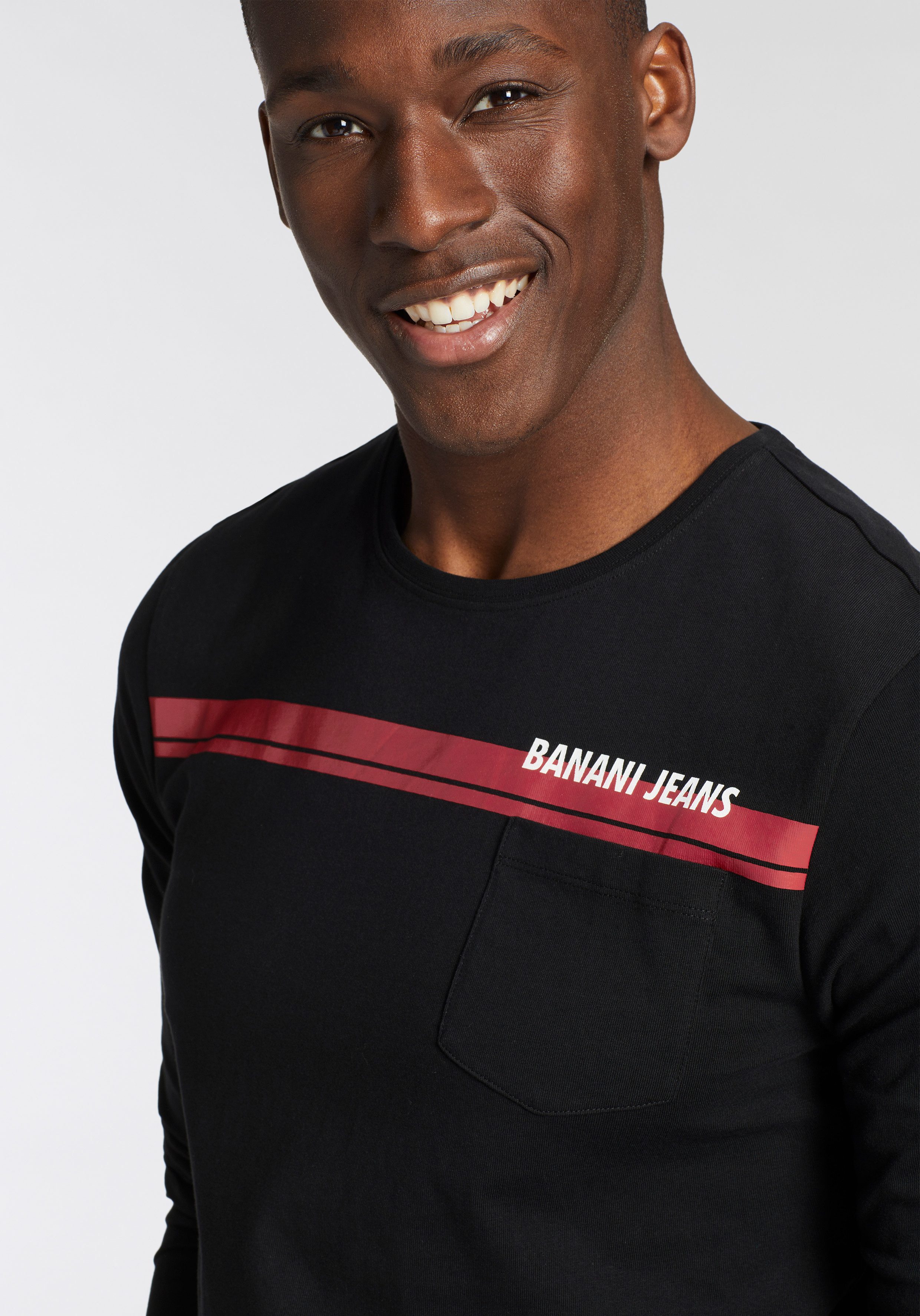 Bruno Banani Langarmshirt Mit Brusttasche und Frontprint – Bild 5 von 5