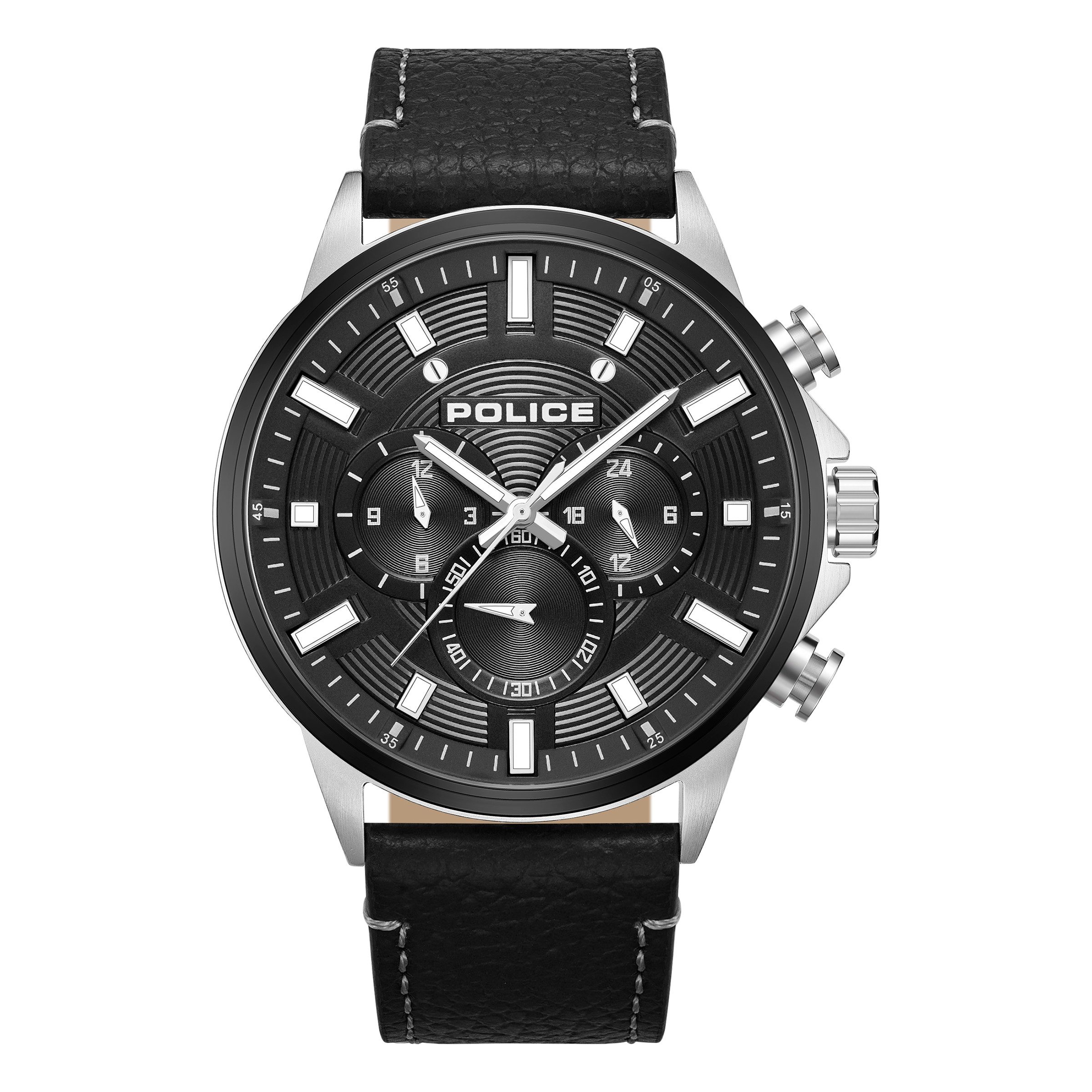 Police Chronograph Kismet PEWJF2195141M, Quarzuhr, Armbanduhr, Herrenuhr, Lederarmband, analog, Stoppfunktion