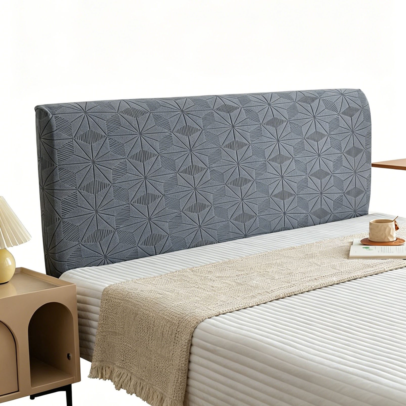 Agger Betthusse Elastische Betthusse für das Kopfteil, staubdichter Kopfteilbezug, Kopfteilbezug aus Jacquard-Samt, dekoratives Schlafzimmer-Accessoire