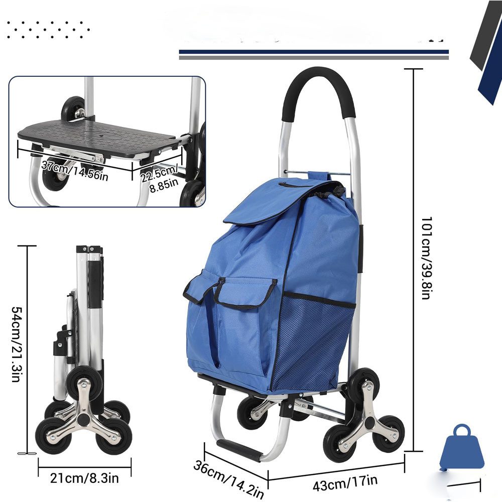 GarveeMore Einkaufstrolley 3 in 1 klappbarer Einkaufswagen Treppenkletterer günstig online kaufen