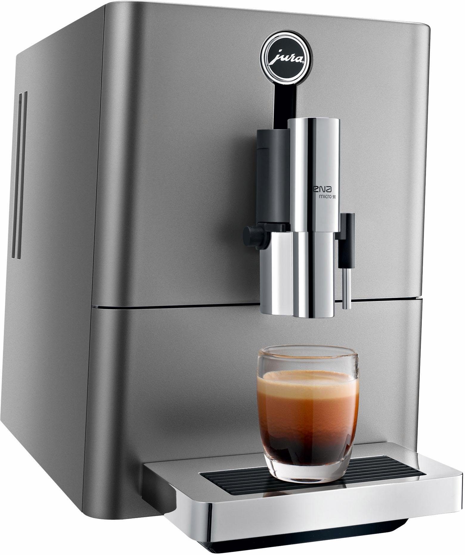 Jura Kaffeevollautomat ENA Micro 90 Dark Inox, 1,1l Tank, Kegelmahlwerk