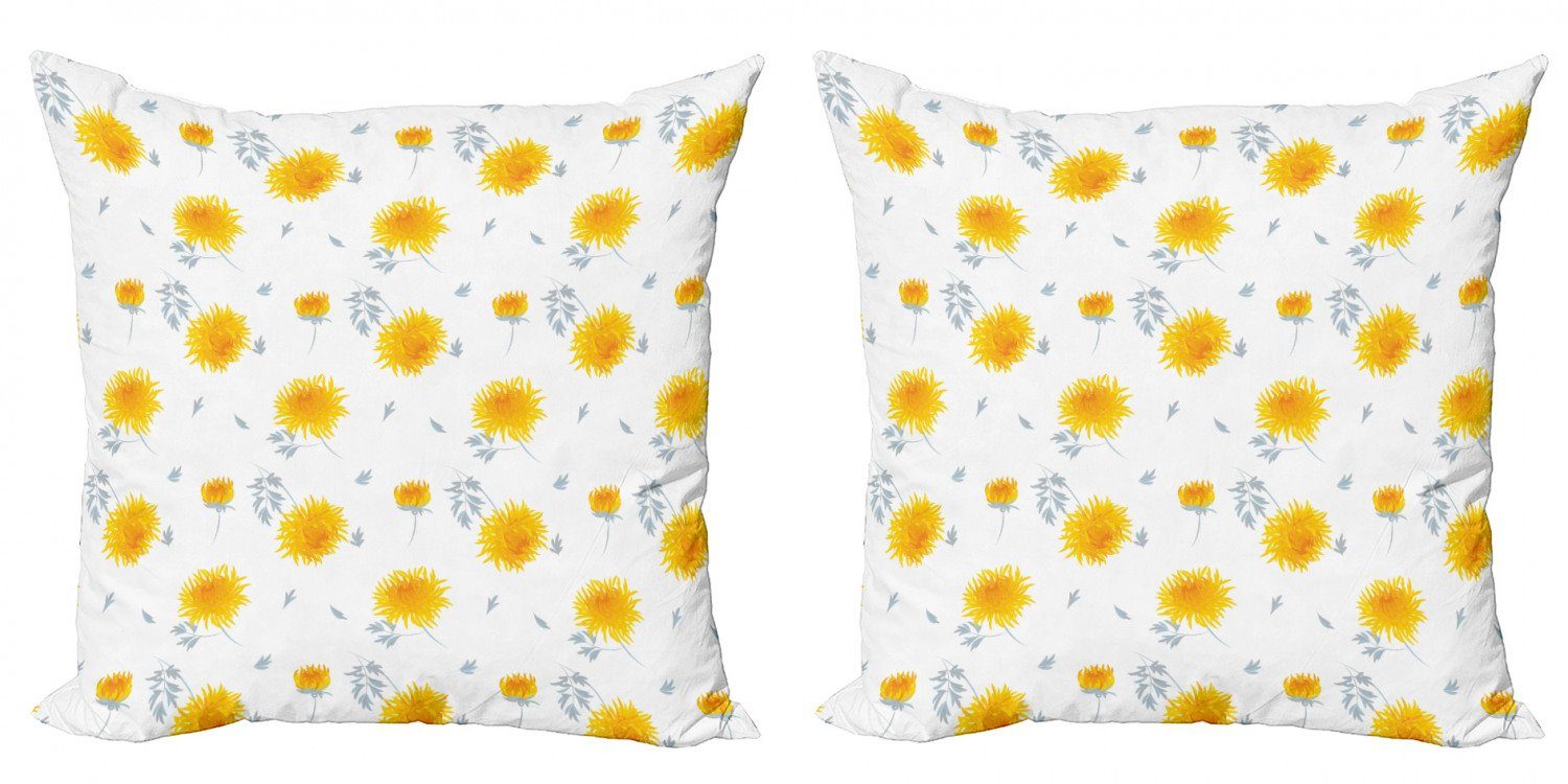 Gelbe Blume Kissenbezüge (2 Accent Modern Herbst-Röschen Stück), Digitaldruck, Abakuhaus Doppelseitiger