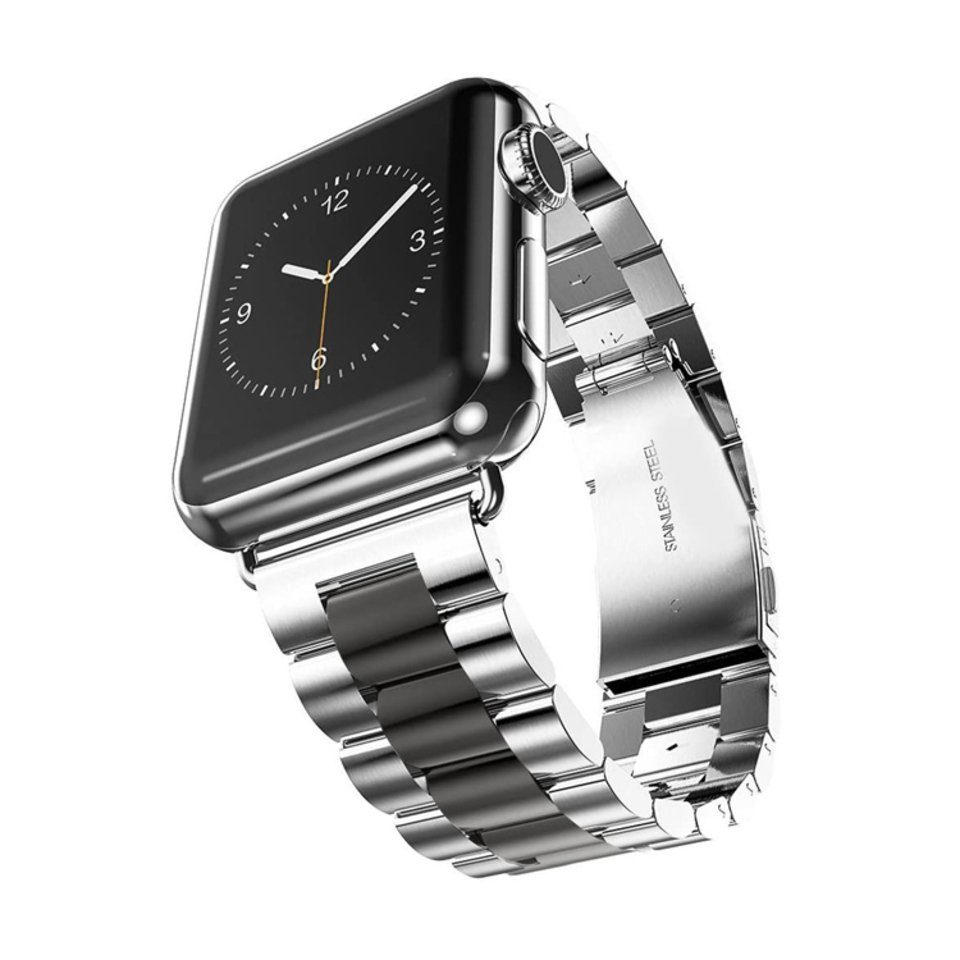 PRECORN Smartwatch-Armband Ersatzarmband silber/schwarz Armband Watch Apple 8/7/6/5/4/3/2/1/SE