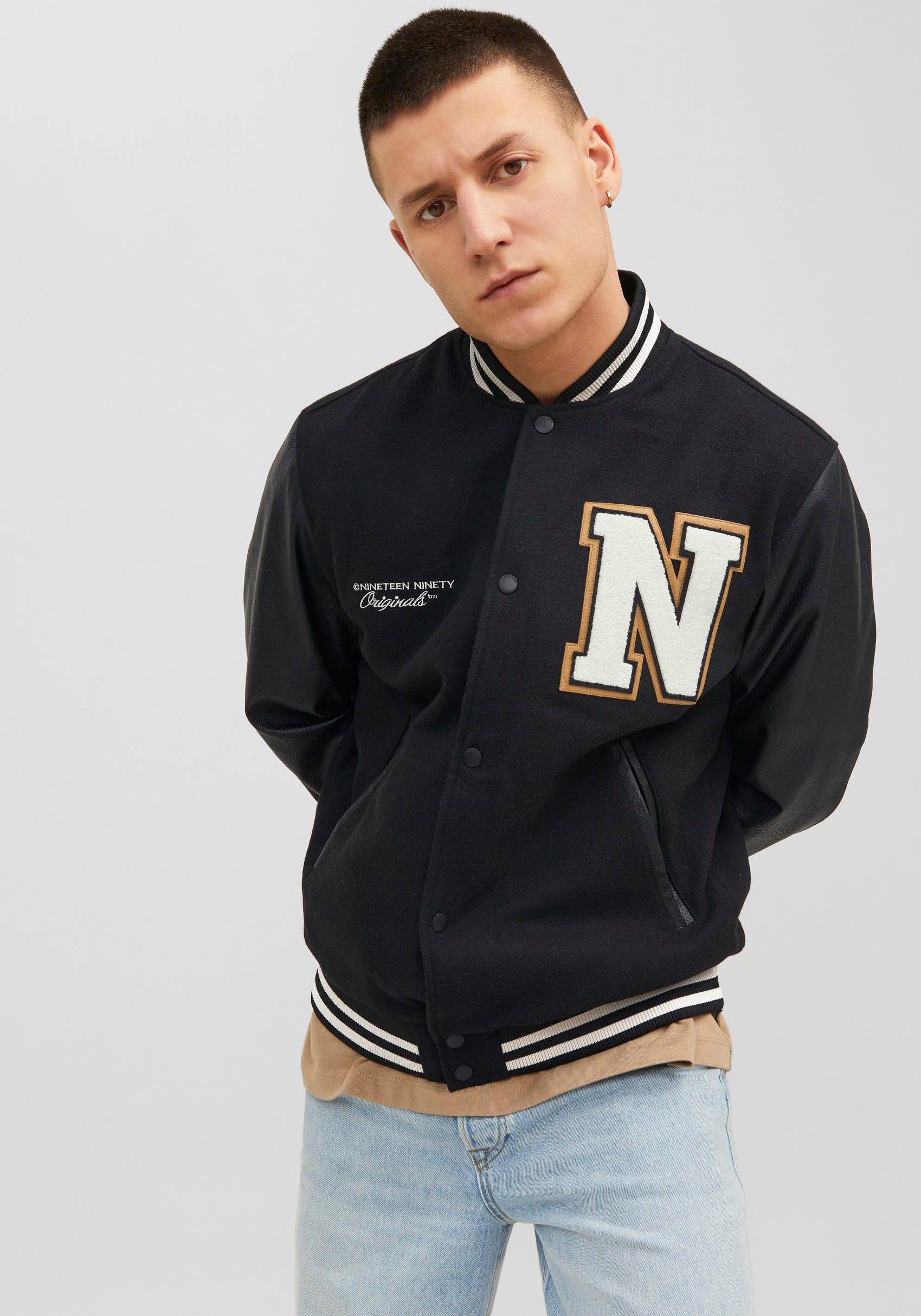 Collegejacke Jack BOMBER NOOS JORCOLLEGE & BLEND WOOL Jones Black