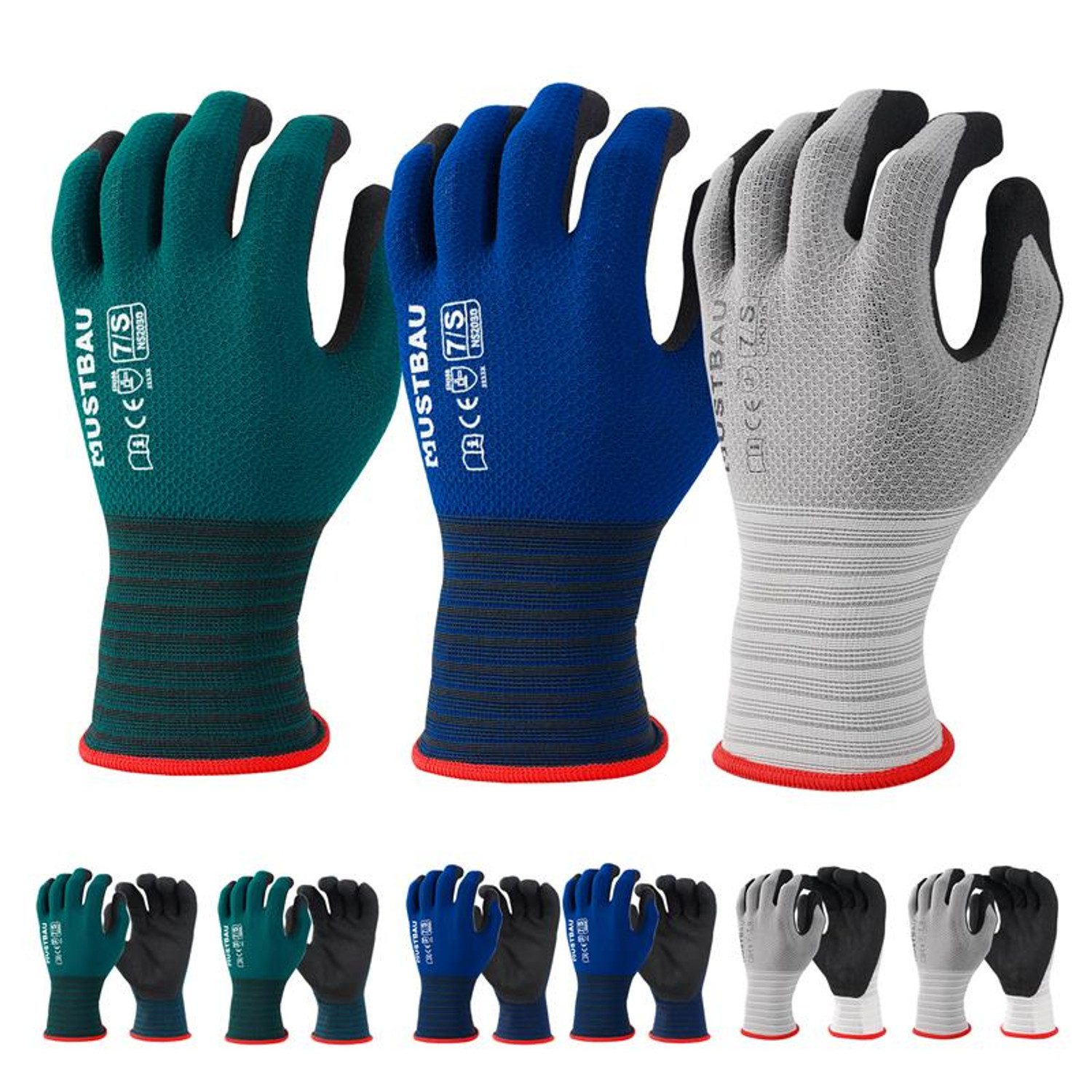 Schnittschutzhandschuhe MUSTBAU 21-Nadel Arbeitshandschuhe, Dünn & atmungsaktiv