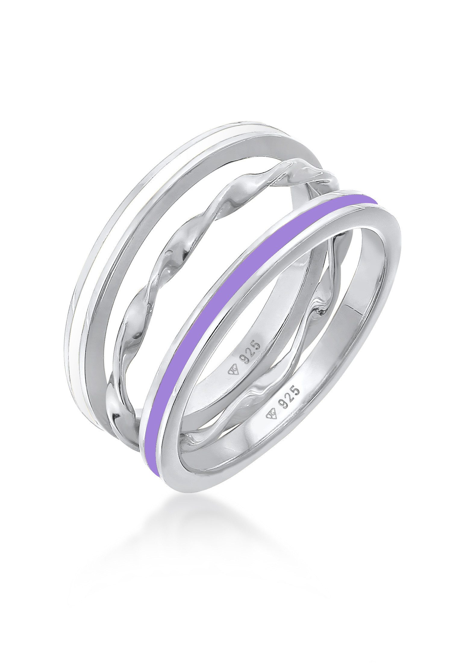 Ring-Set Emaille Gedreht BasicTrio 3er Set 925 Silber