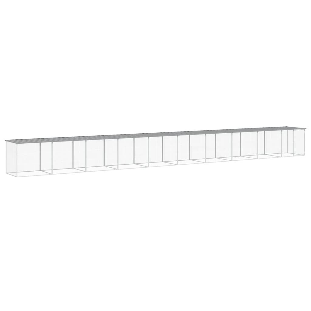 vidaXL Hühnerstall, Hühnerkäfig mit Dach Hellgrau 1003x98x90 cm Verzinkter Stahl