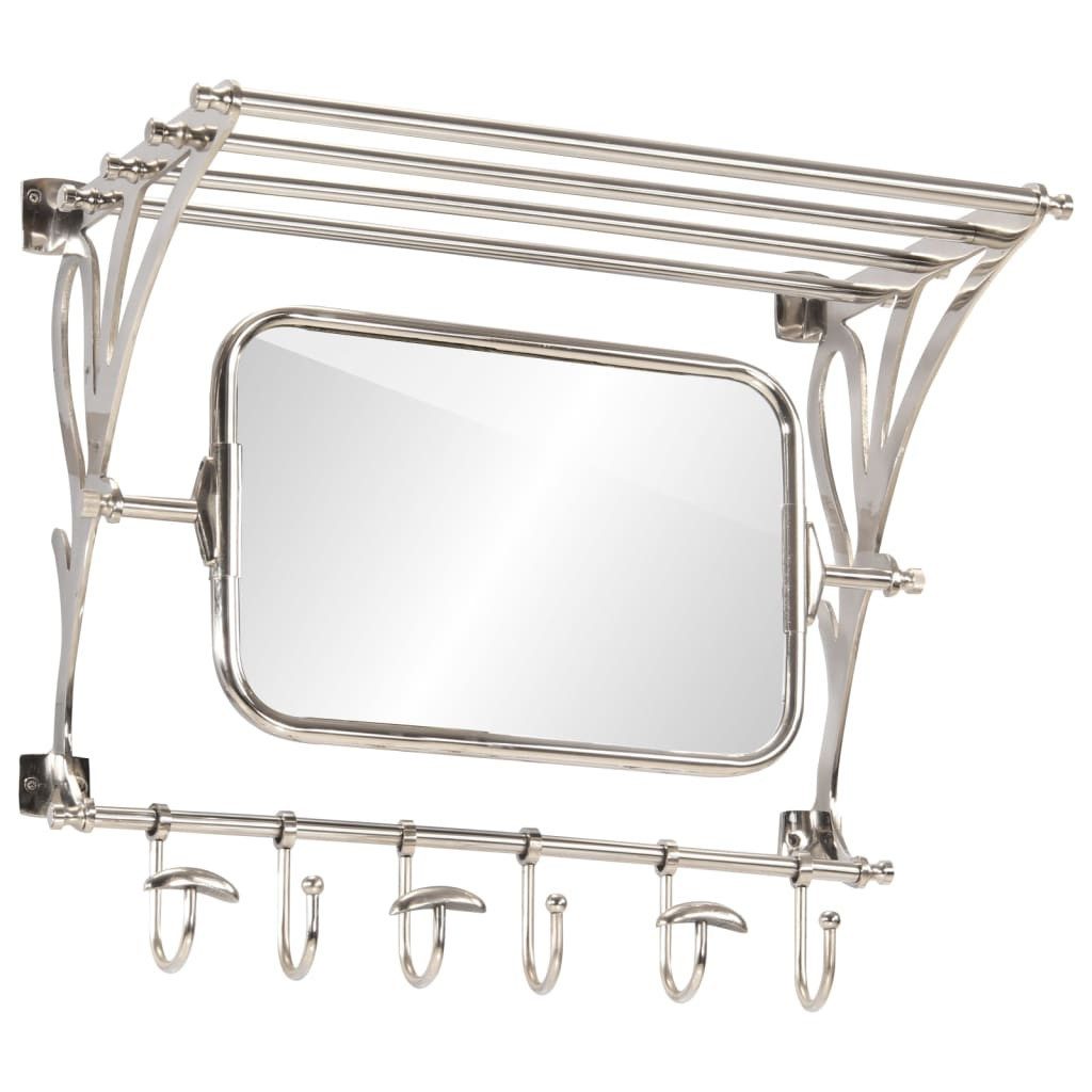 vidaXL Garderobe 66 x 38 x 61 cm Wandgarderobe mit Kleiderhaken Spiegel Aluminium Gard