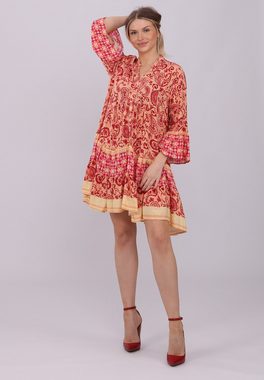 YC Fashion & Style Tunikakleid Boho-Chic Paisley Viskosekleid mit Volant-Detail Alloverdruck, Boho, Hippie
