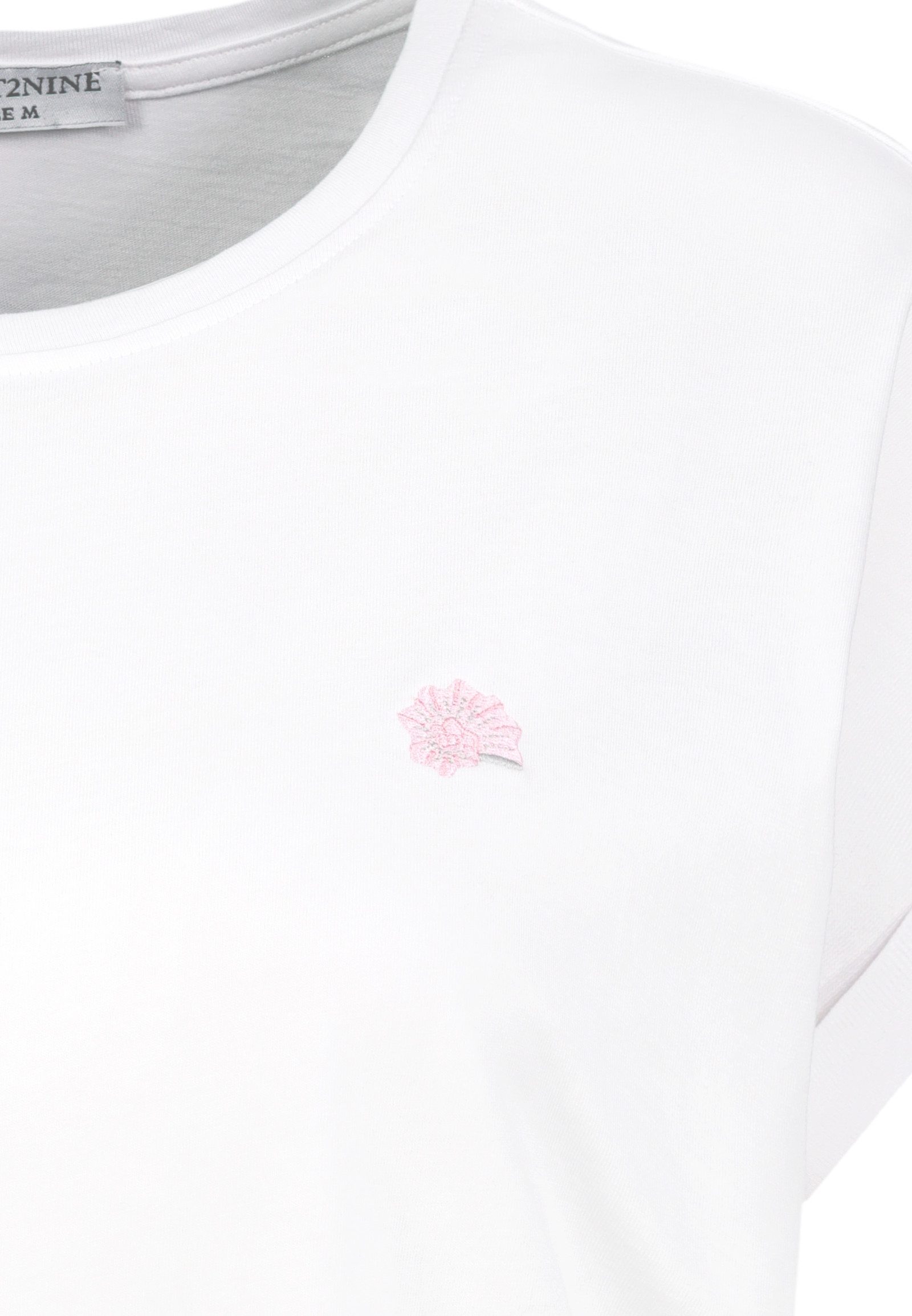 Eight2Nine T-Shirt Damen T-Shirt mit maritimer Stickerei Ärmel mit Aufschlag, Stickmotive: Muschel, Schiff, Hummer, Anker