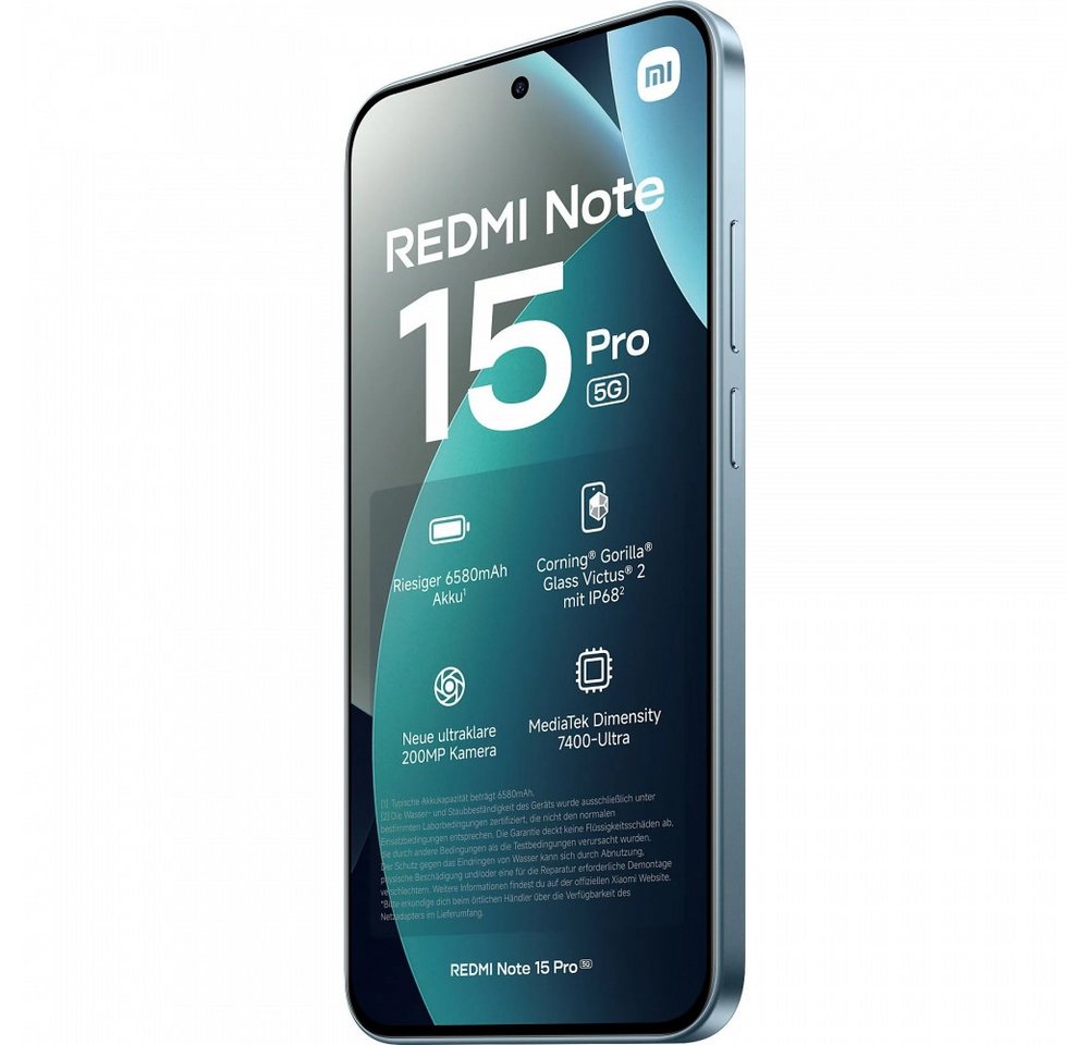 Xiaomi Redmi Note 15 Pro 5G 256 GB / 8 GB - Smartphone - glacier blue Smartphone (6,83 Zoll, 256 GB Speicherplatz) blau