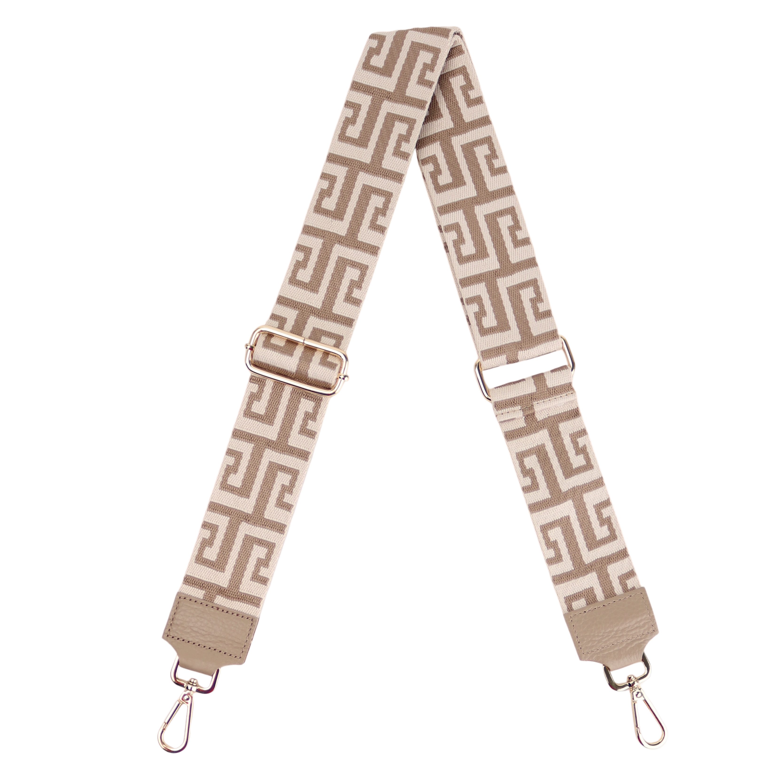 MIRROSI Schulterriemen Made in Italy aus Echtleder Schultergurt für Tasche zum Wechseln (Mit GOLDENEN Karabinern, 1x Taschengurt; Bohemian Style)