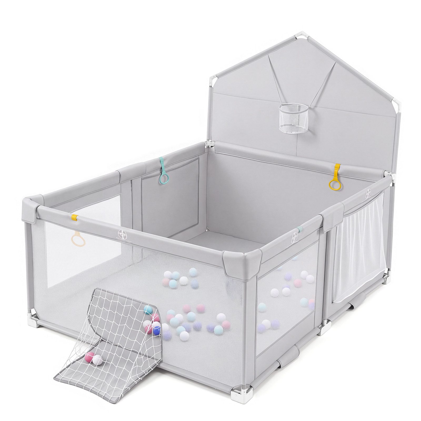 COSTWAY Laufstall 223x150 cm Baby Laufgitter faltbar, 0-3 Jahre, mit Tasche