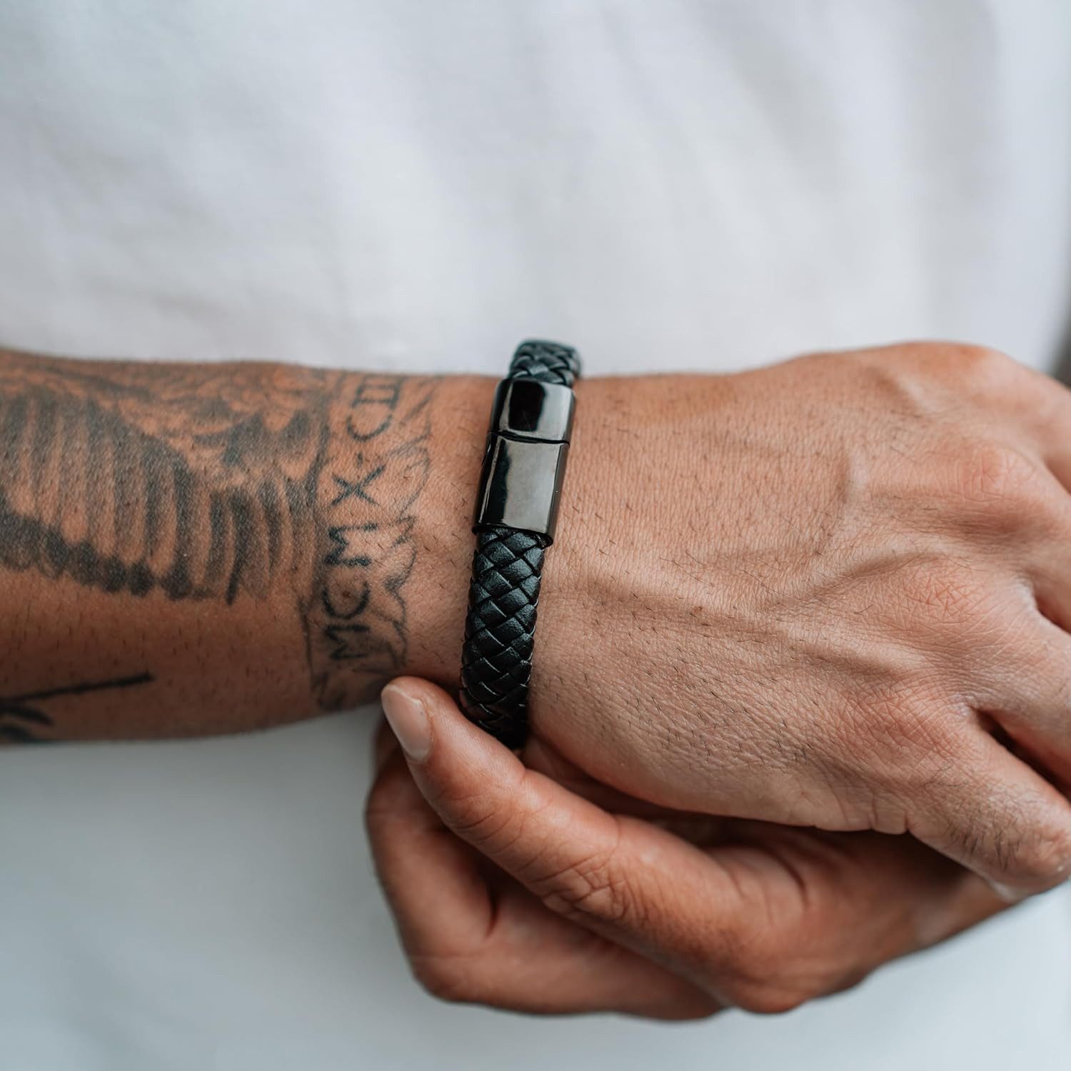 SERASAR Armband Echtlederarmband für Herren "Steady", Magnetic clasp