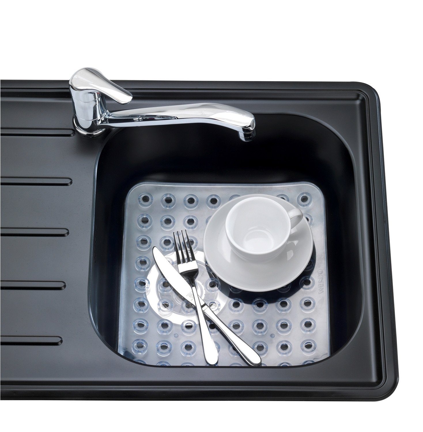 WENKO Abtropfmatte Spülbeckeneinlage KRISTALL, Transparent, B 31 cm
