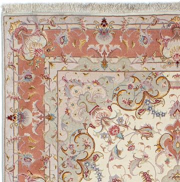 Orientteppich Perser - Täbriz - Royal - 205 x 152 cm - beige, morgenland, rechteckig, Höhe: 7 mm, Wohnzimmer, Handgeknüpft, Einzelstück mit Zertifikat
